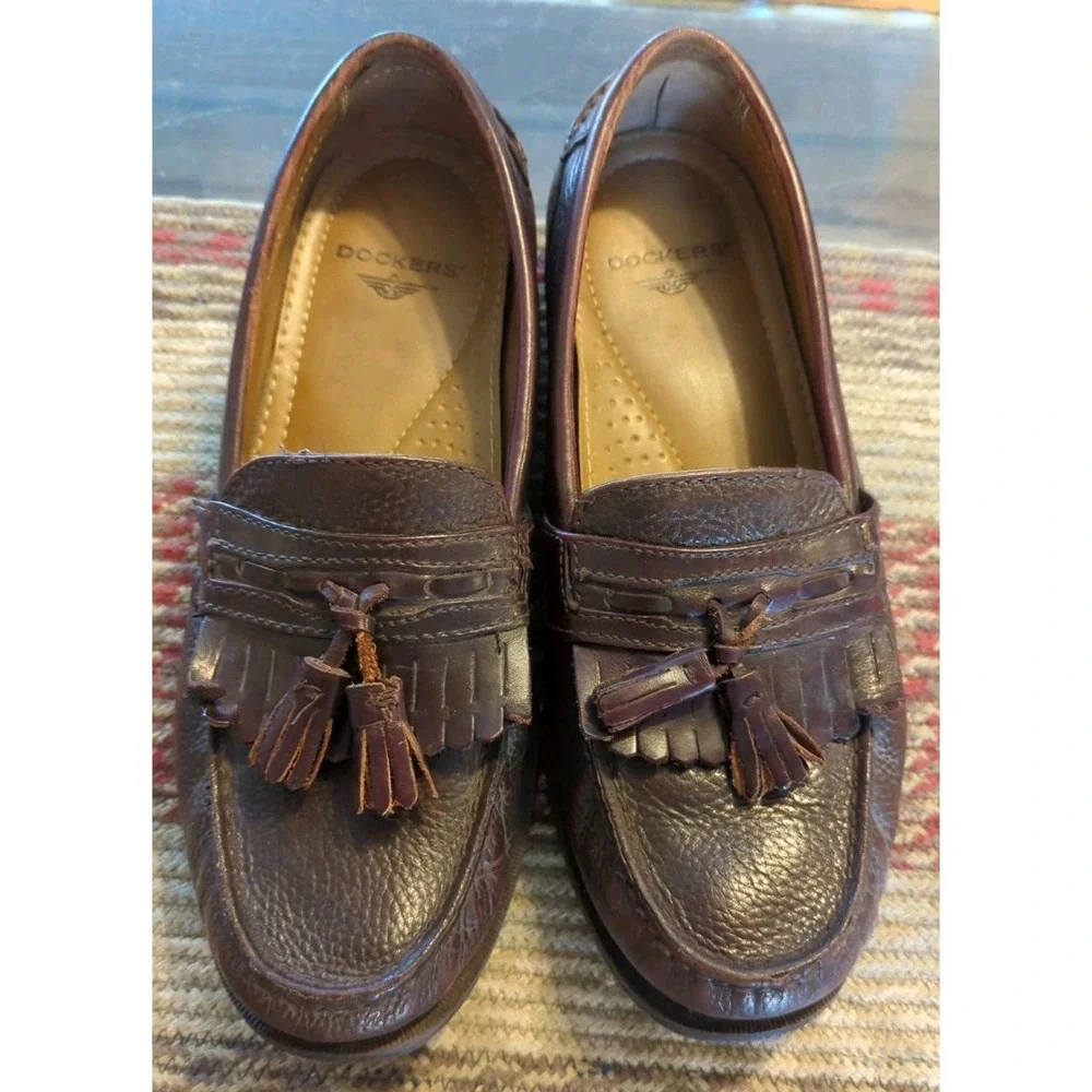 Dockers‎ Men's 9M Brown Leather Dress Casual Tassel Slipon Loafer Shoe